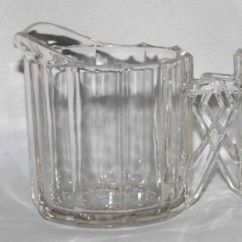 Indiana Glass Paneled Daisy Sugar Bowl & Creamer Set - Picture 2 of 5